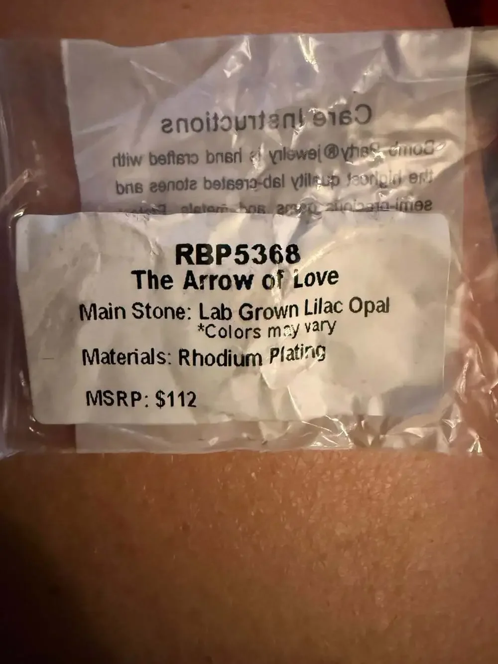 Size 9 Bomb Party Ring - RBP5368 The Arrow of Love - Lilac Opal on Rhodium Plati - Picture 2 of 2